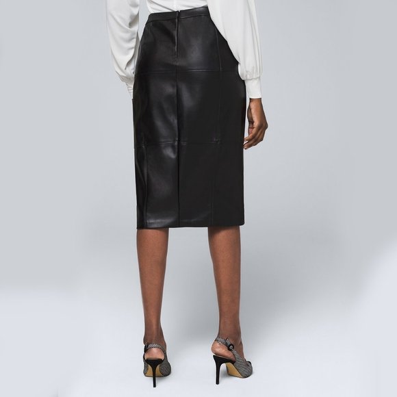 WHBM $110 Vegan Faux Leather Pencil Skirt 14 - Picture 2 of 6
